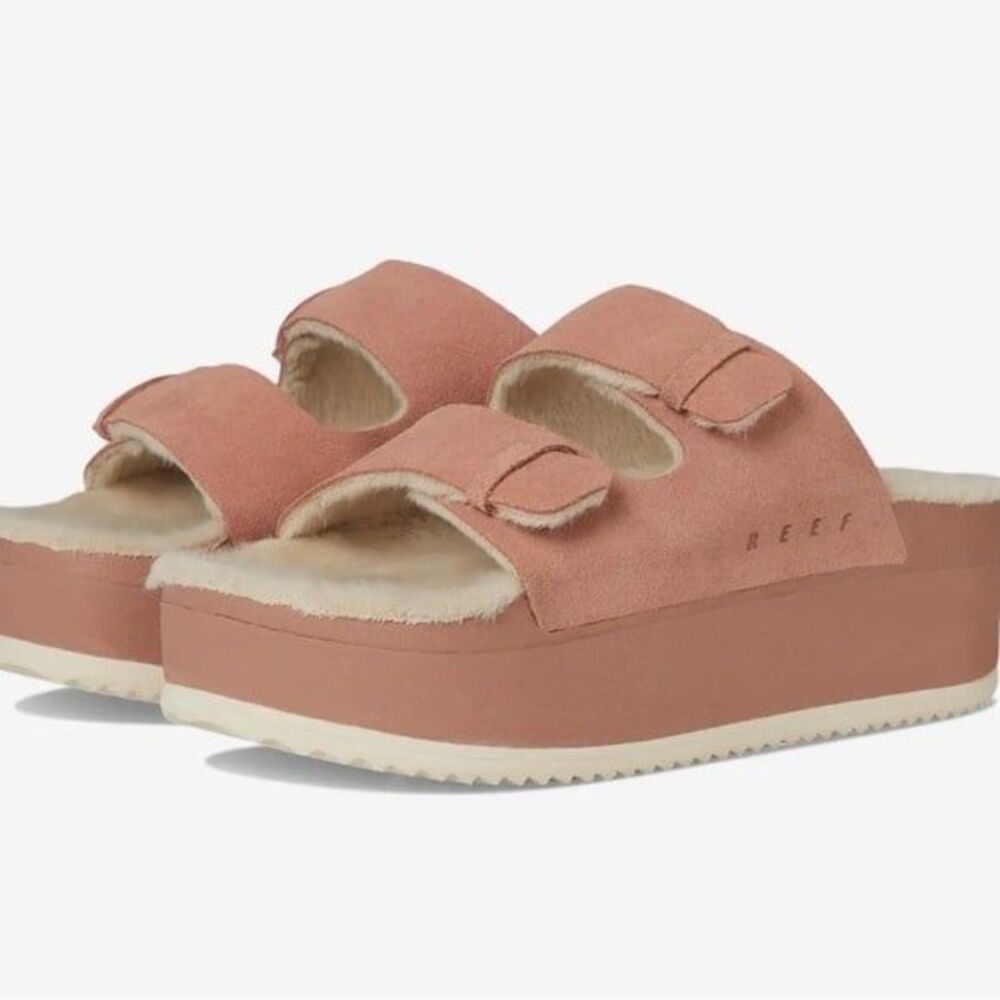 REEF Women's Ojai Ciara Platform Fur Slides size 10 NEW